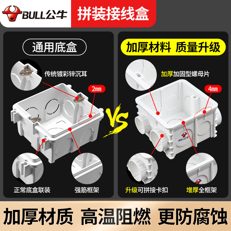 公牛底盒86型开关盒插座盒预埋暗装底座线盒电线盒子加厚接线暗盒 - 图2