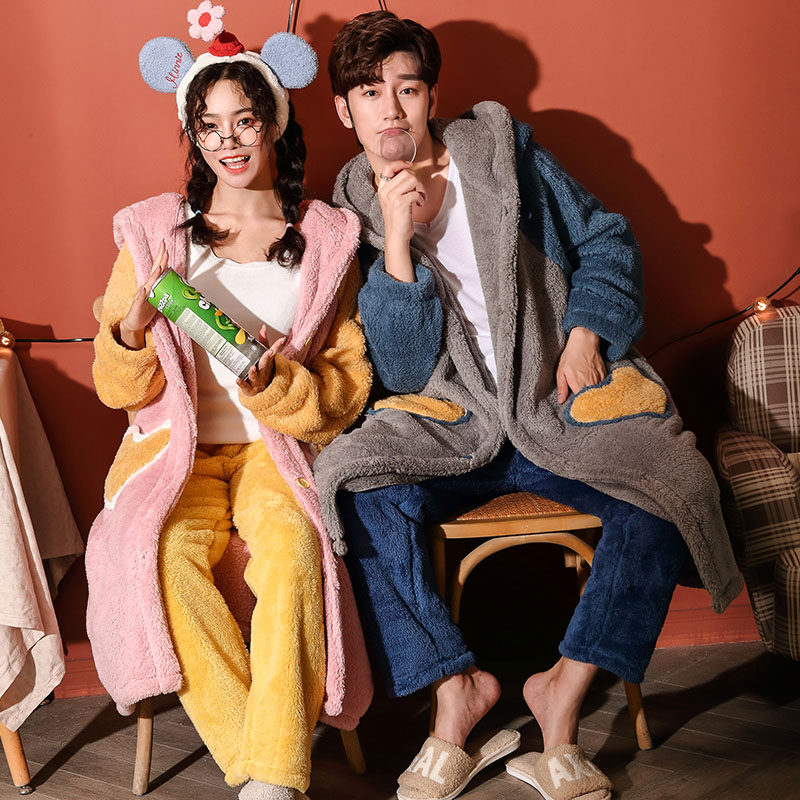 秋冬可爱加绒法兰绒珊瑚绒睡衣 muzihome睡袍/浴袍