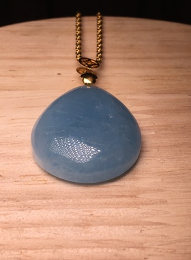 水滴吊坠手链包金钱币天然海蓝宝