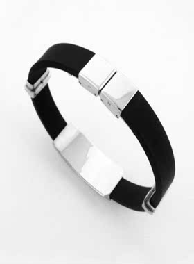 钛钢硅胶手镯手饰 钛钢饰品 钛钢精品 长城纹钛钢男士手镯手环