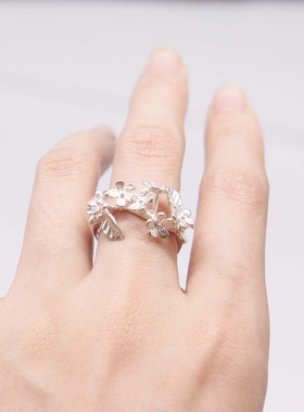 NISHINE/倪上设计原创设计师首饰 花韵系列不开口银戒指小众高级