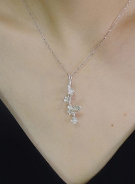 NISHINE/倪上设计原创设计师首饰花韵系列花团锦绣一字挂坠银项链