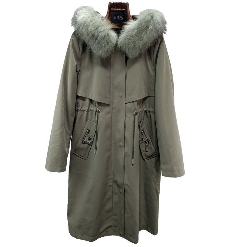 派克服女士气质宽松修身显瘦冬季獭兔毛内胆可拆卸中长款皮草外套,淘宝优惠券,粉丝福利购,淘宝优惠卷