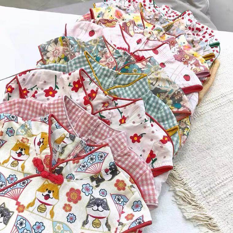 女童旗袍连衣裙2023夏装新款碎花裙子小女孩复古中国风短袖公主裙,淘宝优惠券,粉丝福利购,淘宝优惠卷