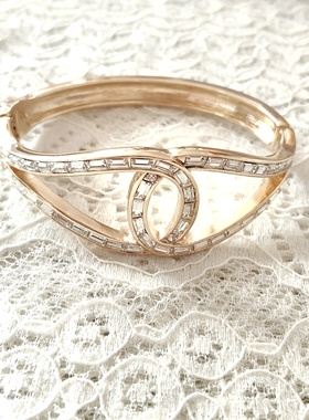 气质镶钻弹簧开口手镯欧美时尚百搭学生女个性金属手腕饰品潮人01