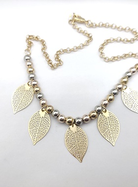 气质简约轻薄叶子项链时尚百搭女欧美风饰品串珠短款锁骨链潮g22