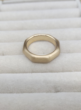 简约拉丝金色戒指指环 时尚欧美手饰品百搭女金属多边形气质潮A48