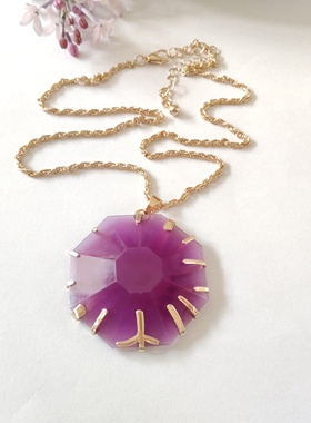 欧美时尚简约项链女气质百搭个性树脂吊坠锁骨链饰品配饰短款潮27