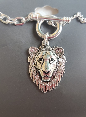 个性ab链条狮子头项链T扣锁骨链欧美流行时尚百搭学生男女款潮V34