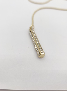 欧美时尚项链女简约镶钻几何长吊坠Y字形毛衣链百搭学生潮气质B75