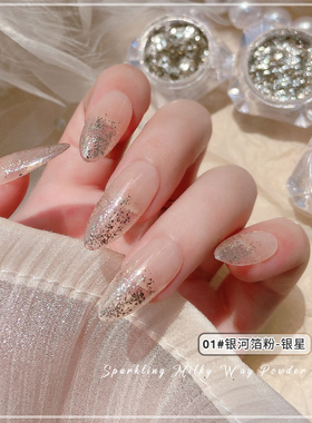 爆闪美甲魔镜粉银色亮片