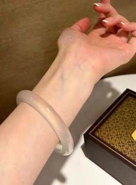 中玉髓白月光女手镯冰种玉髓手镯天然高冰镯子女友礼物