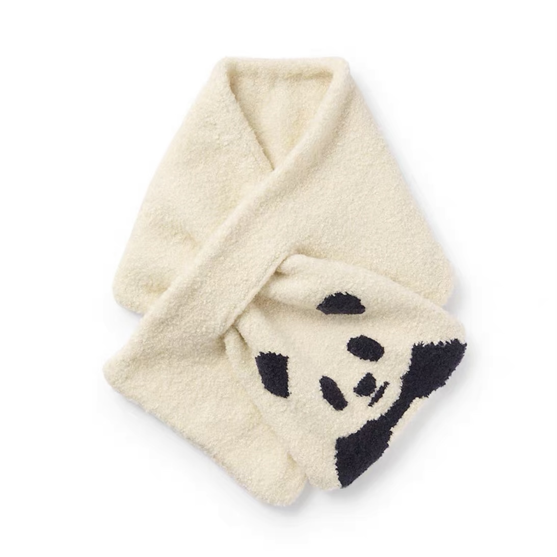 日本无印良品MUJI儿童小孩弹力围巾大熊猫考拉北极熊动物保暖围脖