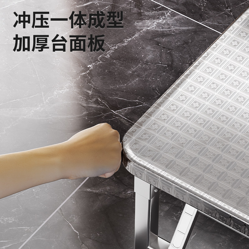 304特厚不锈钢折叠家用桌子吃饭桌烧烤方桌户外餐桌夜市摆摊桌子 - 图2