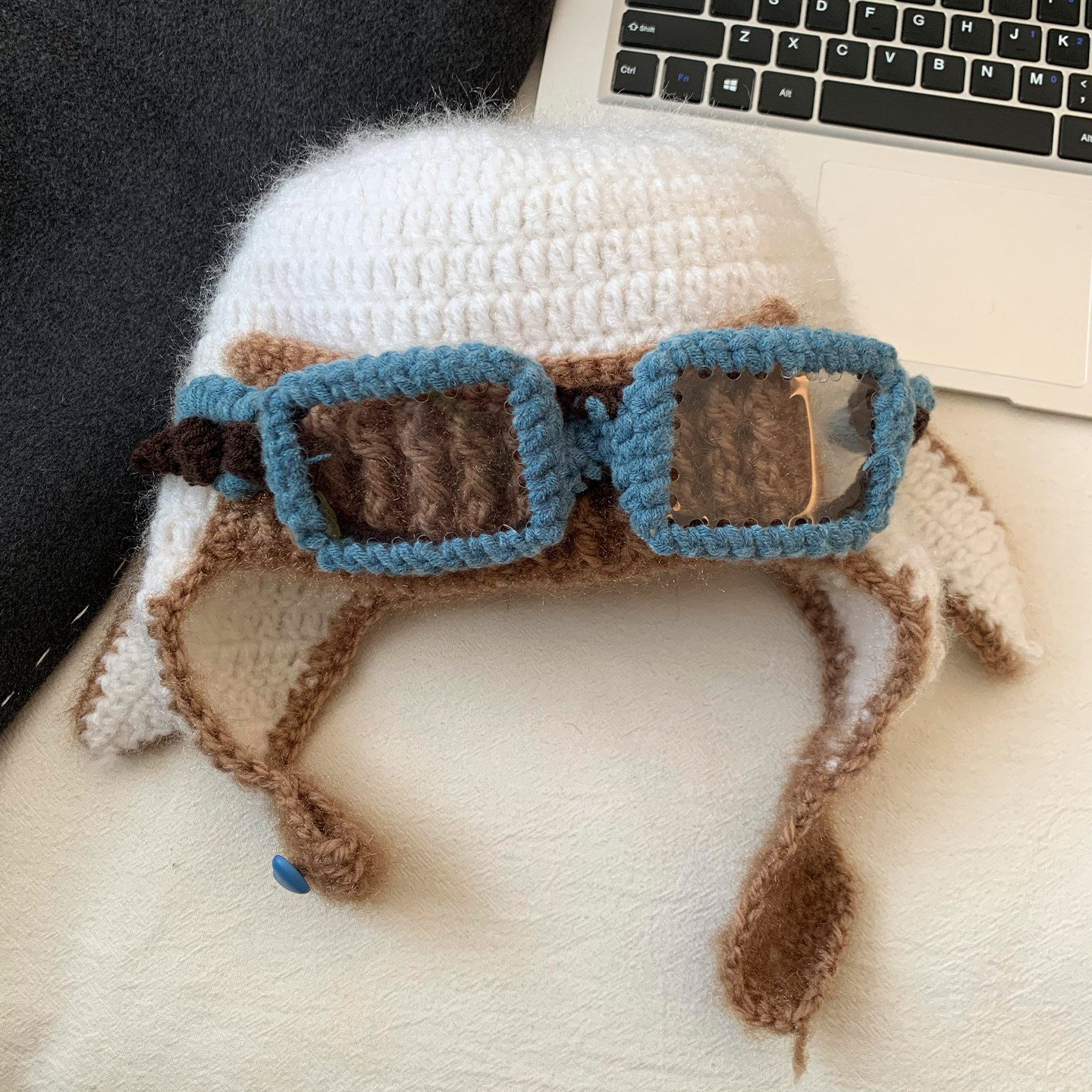 可爱小羊耳朵眼镜飞行帽子女冬季显脸小雷锋帽保暖防寒针织护耳帽,淘宝优惠券,粉丝福利购,淘宝优惠卷