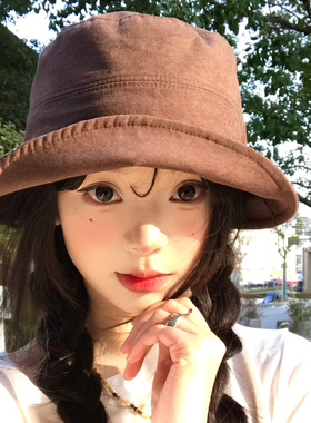 咖色印花渔夫帽女春夏韩版百搭