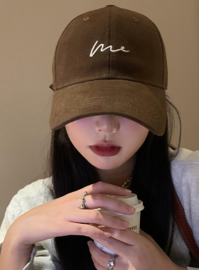 咖色棒球帽女宽帽檐大脸深顶鸭舌帽美式复古大头围显脸小软顶帽子