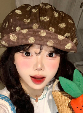 波点软檐八角帽女夏薄款显脸小