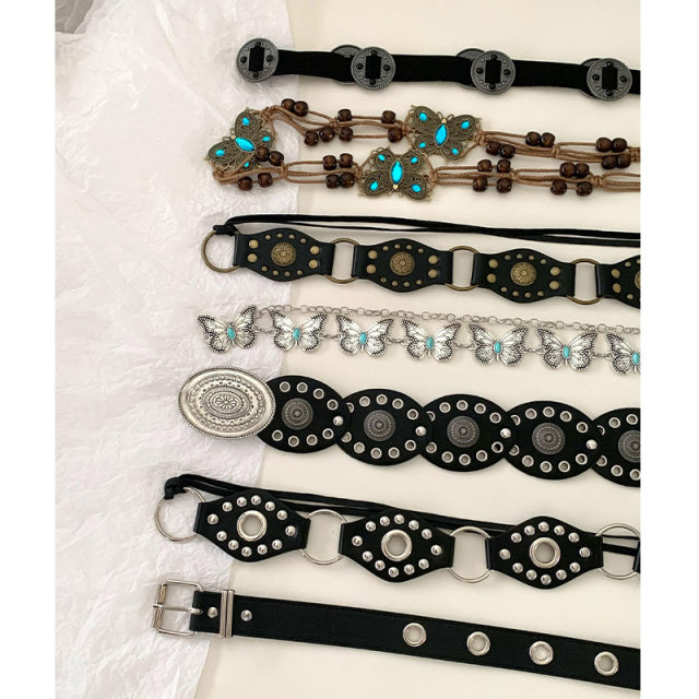 Bohemian metal butterfly belt women's decoration with skirt ethnic style retro waist chain y2k niche design sense
