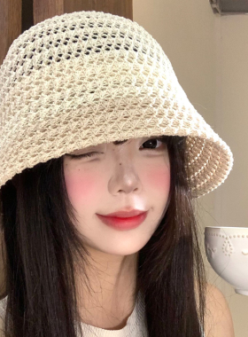 日系镂空针织渔夫帽女夏季薄款