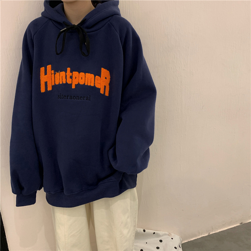 ins超火春秋冬加绒加厚卫衣女学生宽松潮韩版慵懒风chic上衣外套