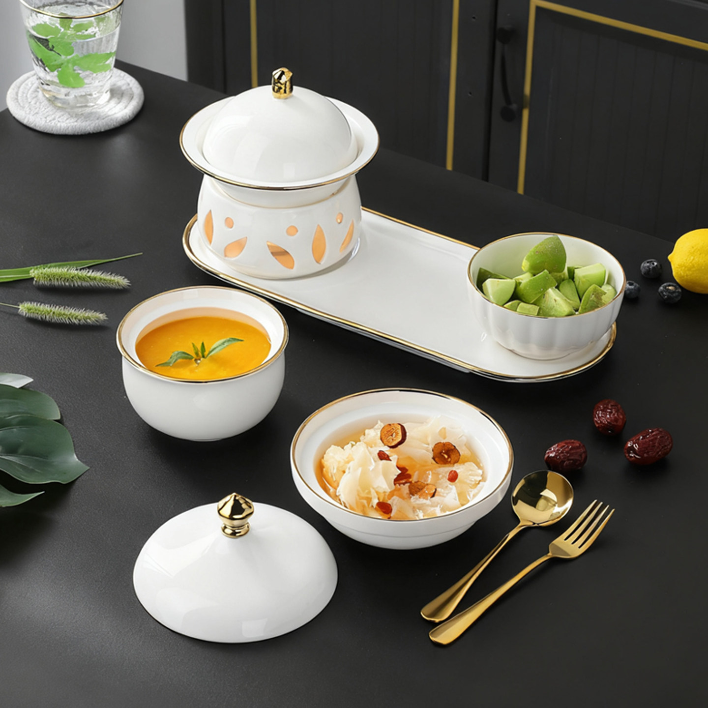 美容院养生粥碗银耳汤碗点心碗燕窝碗甜品碗轻奢中式糖水碗甜点碗