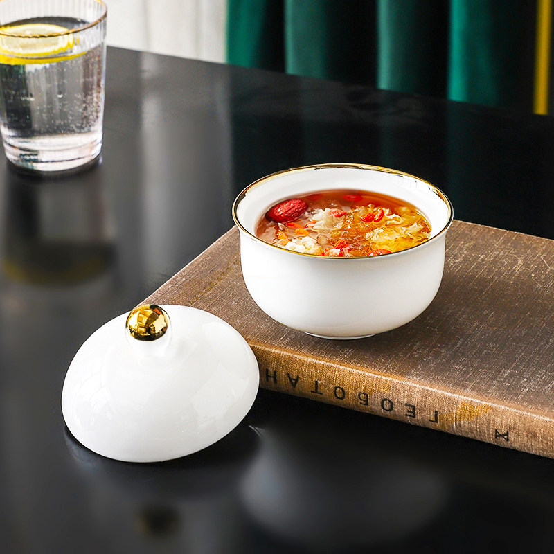 陶瓷炖盅 带盖陶瓷隔水炖盅专用碗专用小炖盅汤盅商用炖罐燕窝碗