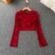 ແຂນສັ້ນ ຄໍສີ່ຫຼ່ຽມ ແຂນຍາວ pullover lace top