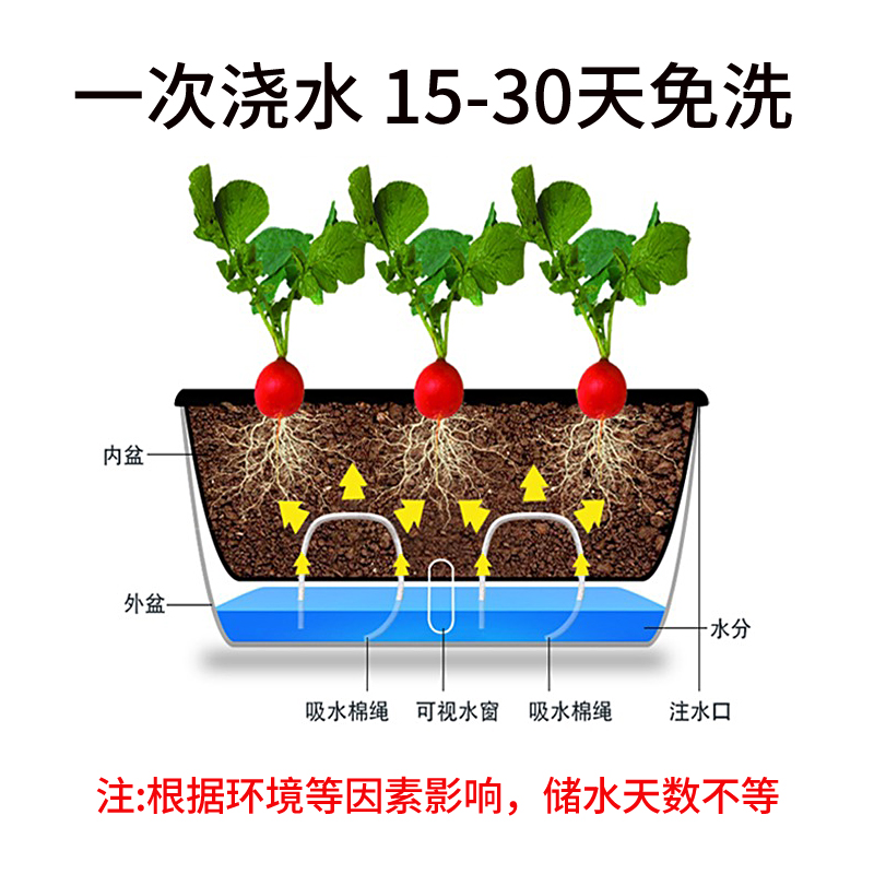 加厚新款自吸水塑料长方形懒人花盆阳台种菜盆塑料大货种植箱花槽 - 图2