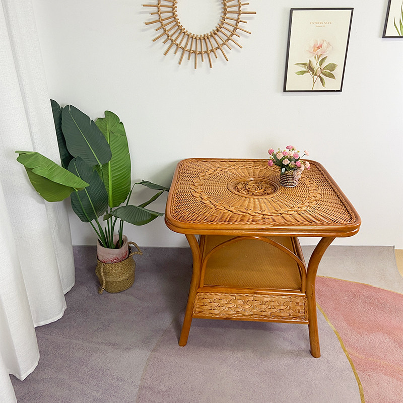 纯手工编织圆形藤桌阳台印尼天然真藤方形茶几休闲客厅小户型家用,淘宝优惠券,粉丝福利购,淘宝优惠卷