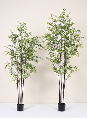 仿真竹子假竹子紫竹盆栽大型落地装饰假绿植盆栽摆件仿生植物造景