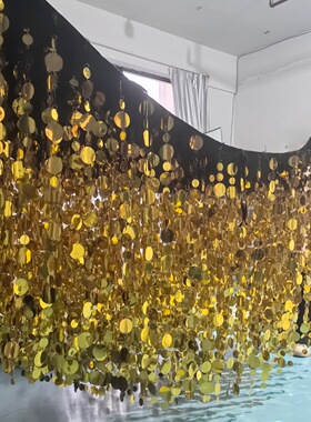 布底彩色亮片串吊顶黑色珠帘婚礼舞台婚庆装饰挂饰串珠门帘跨境