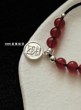 999足银女复古国风项链福牌