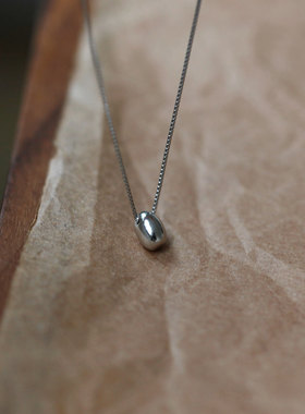 通勤百搭通体S925纯银银豆豆项链