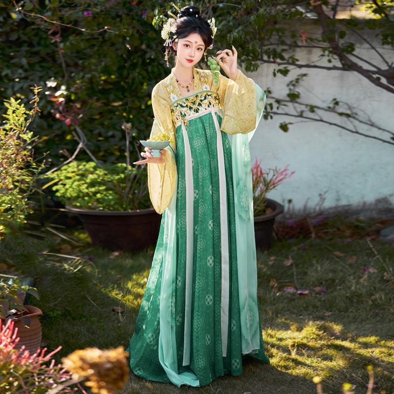 汉千禄长安花原创汉服女唐制复原款一片式刺绣齐胸八破裙套装显瘦 - 图2