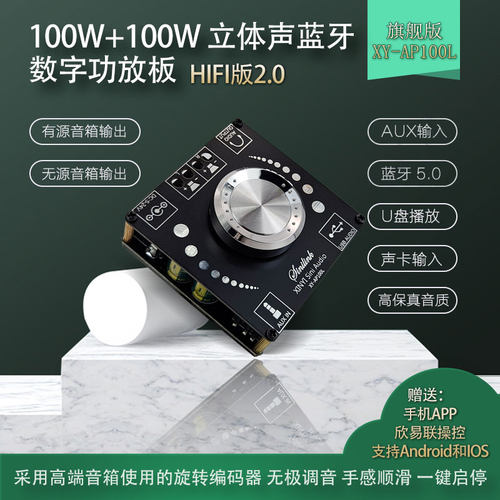 DIY精全音响HIFI立体声2.0声道TPA3116蓝牙5.0数字功放板50W 100W-图1