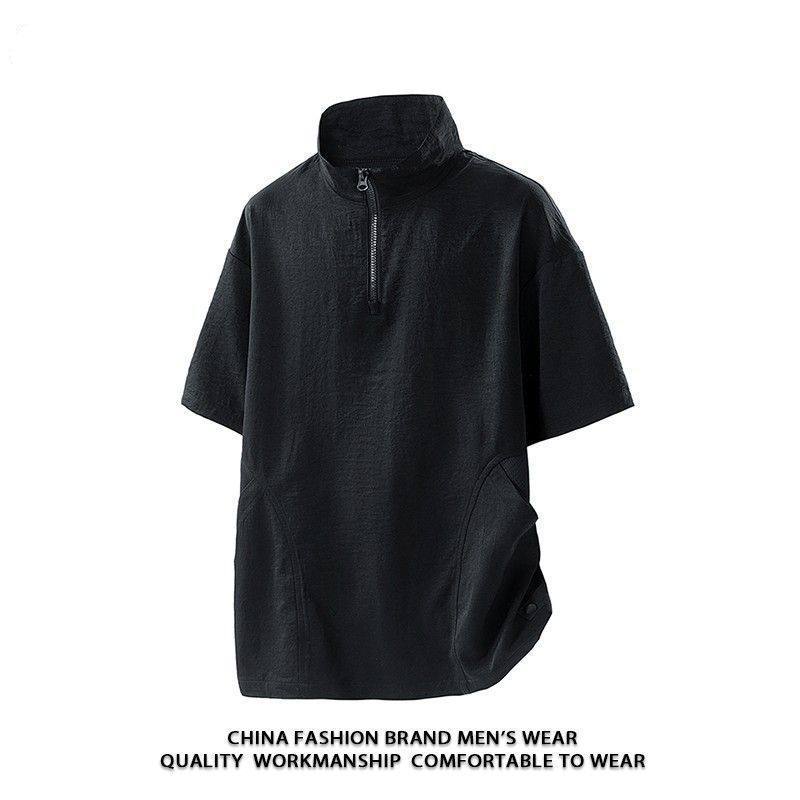 半拉链速干短袖男款夏季薄款透气户外休闲运动T恤立领半袖POLO衫,淘宝优惠券,粉丝福利购,淘宝优惠卷