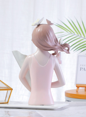 北欧蝴蝶女孩花瓶树脂工艺品创意家居桌面软装装饰品轻奢花盆摆件
