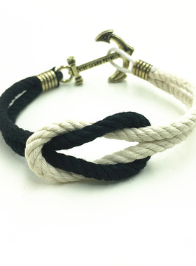 纯棉编织欧美风情侣打结船锚手环