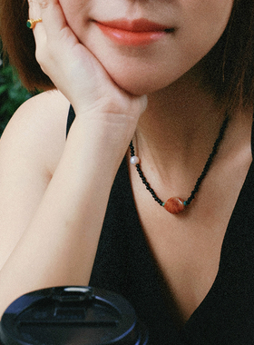 原创小众黑玛瑙项链锁骨链