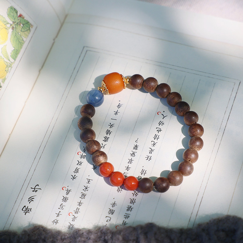 「晚山」原创新中式天然奇楠沉香南红蜜蜡手串盘玩文玩手链新年礼,淘宝优惠券,粉丝福利购,淘宝优惠卷