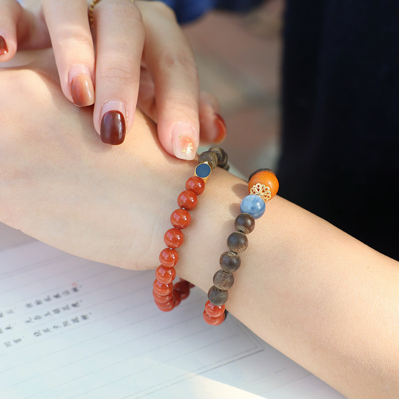 「晚山」原创新中式天然奇楠沉香南红蜜蜡手串盘玩文玩手链新年礼,淘宝优惠券,粉丝福利购,淘宝优惠卷