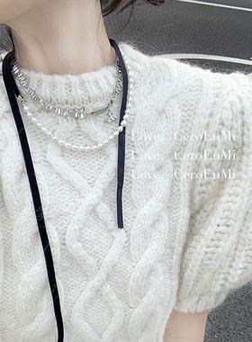 不规则方块冰糖闪钻星球项链