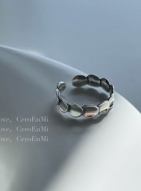 CeroEnMi s925银鳞片立体叠加纯银简约优雅开口可调节戒指