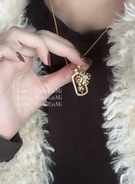 CeroEnMi  招财款金刚杵镀k金镶嵌闪钻项链