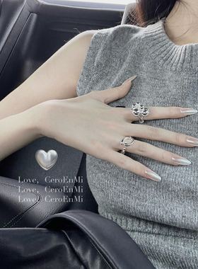 CeroEnMi 顽皮爆珠不规则串珠小众时髦指环镀银戒指女