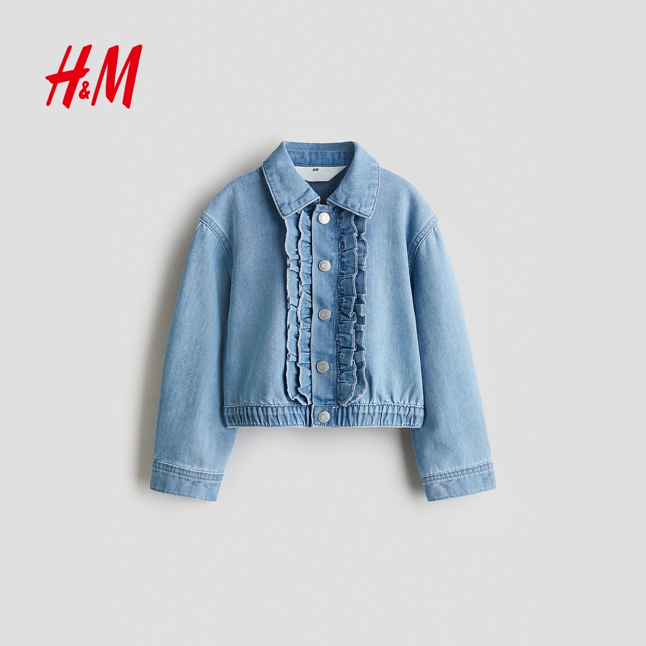 HM2025冬季新款童装儿童女童褶边牛仔外套1301486 - 图3