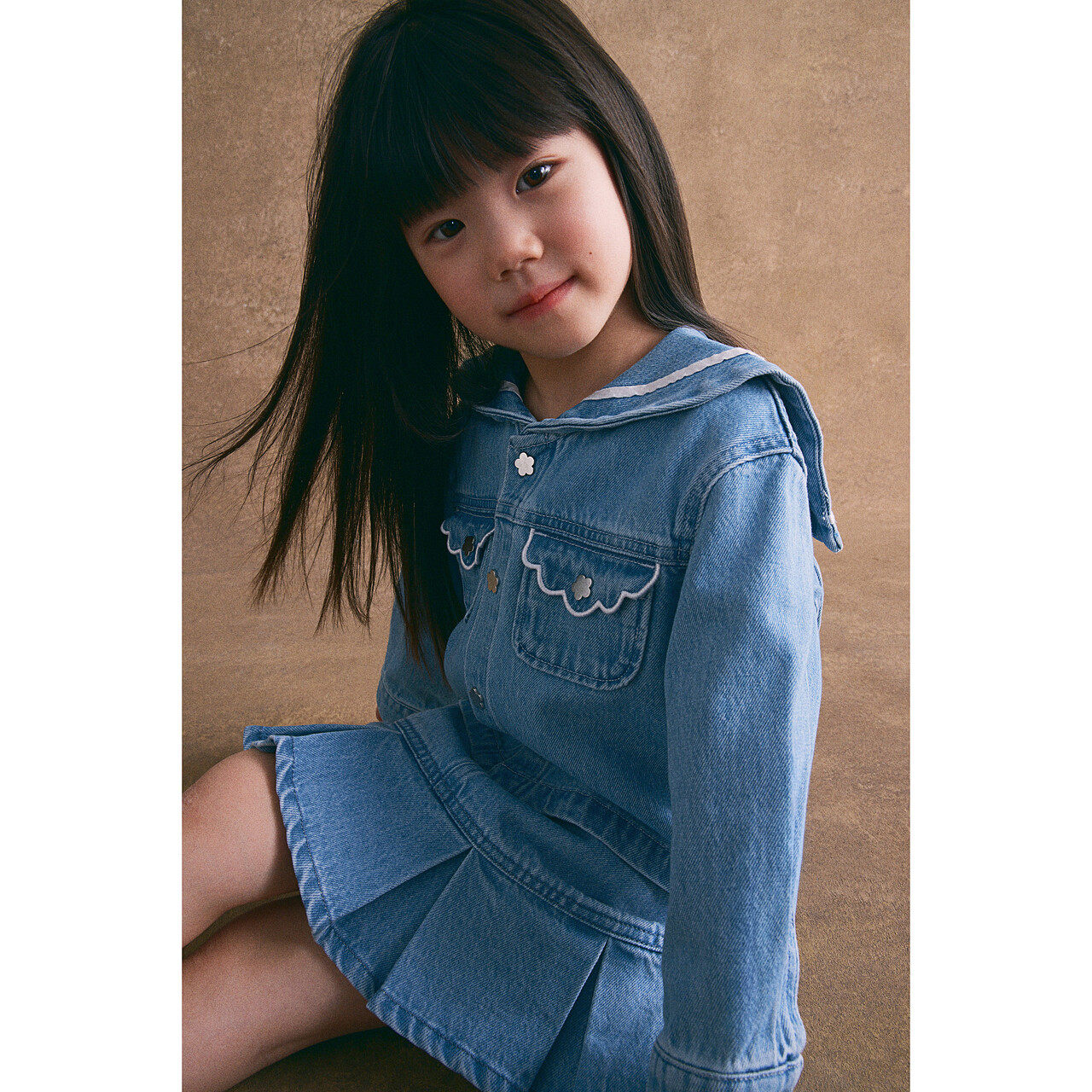 HM新款童装儿童女童牛仔外套潮流设计款海军领水手夹克1265195,淘宝优惠券,粉丝福利购,淘宝优惠卷