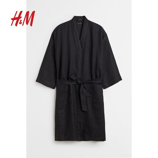 Hm solid color neutral wash linen gown