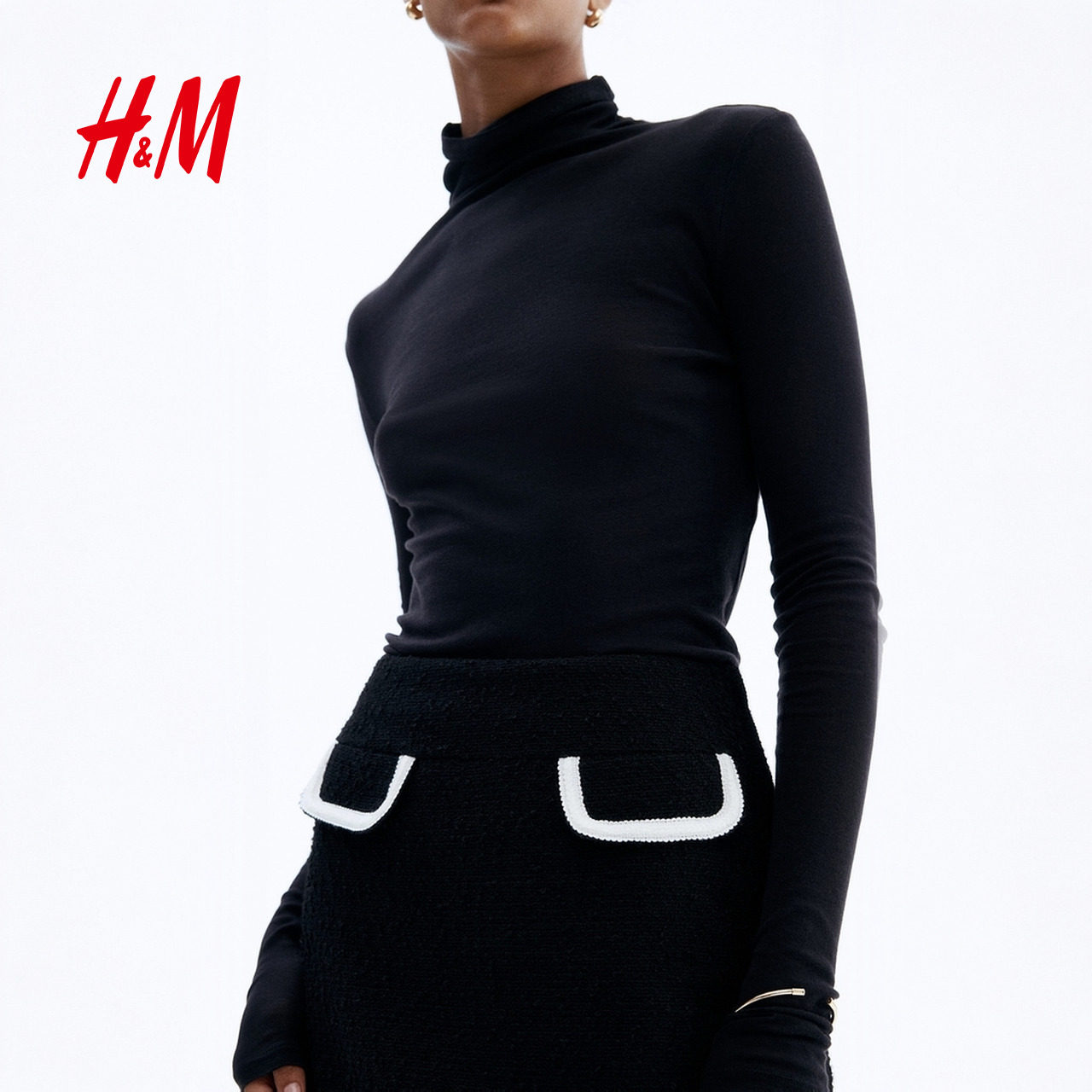 HM女装半身裙春季年春季直筒圈绒梭织高腰半身短裙1292331,淘宝优惠券,粉丝福利购,淘宝优惠卷